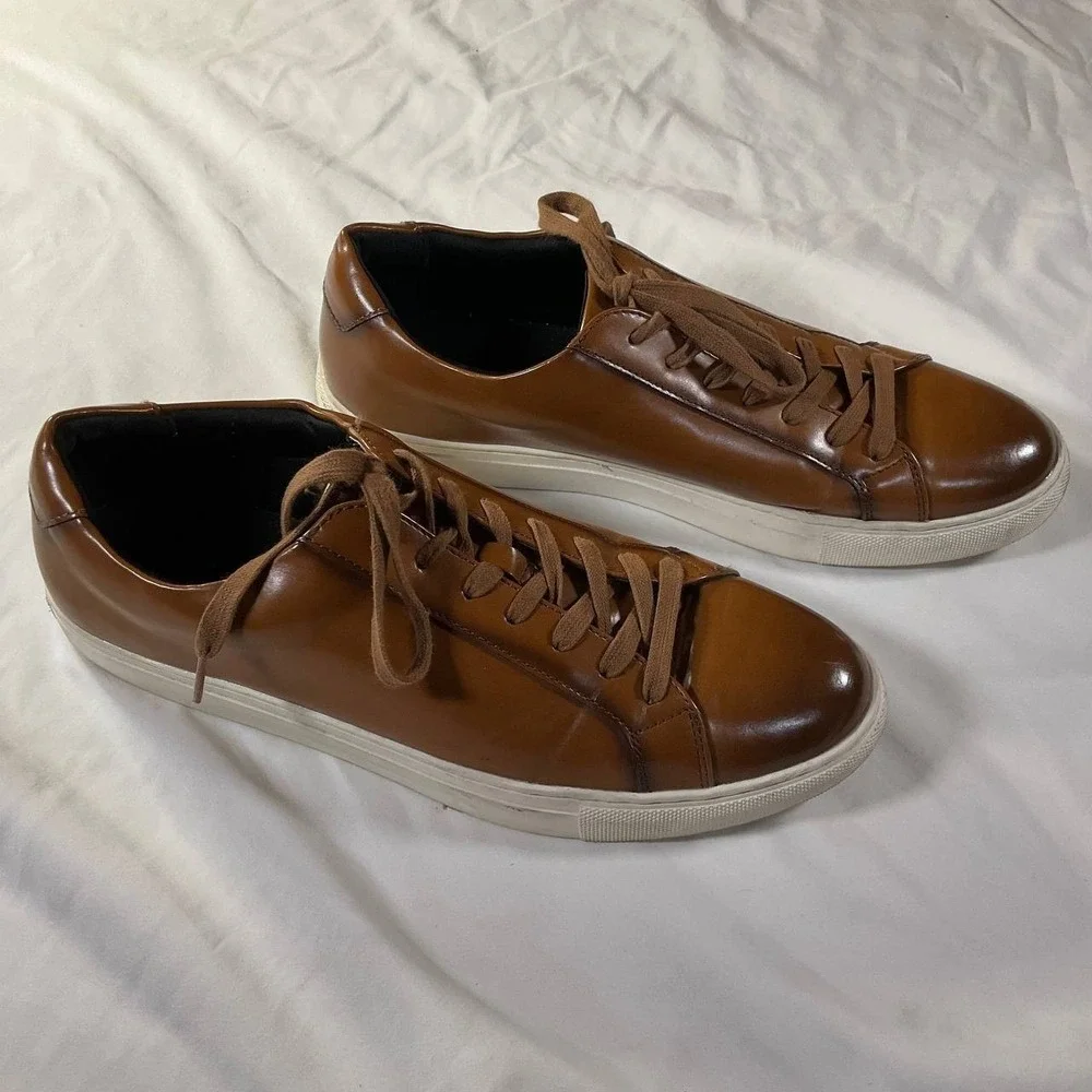 Alfani Mens Grayson Memory Foam Lace-Up Sneakers Tan Size‎ 12M Faux Leather